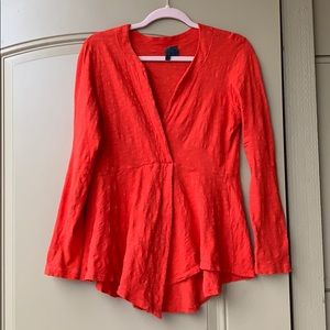 Red orange Anthropologie long sleeve shirt